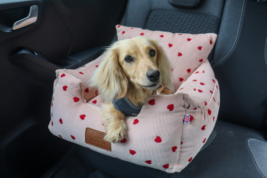 Luxury Isofix Dog Car Seat - Limited Edition Pink Hearts