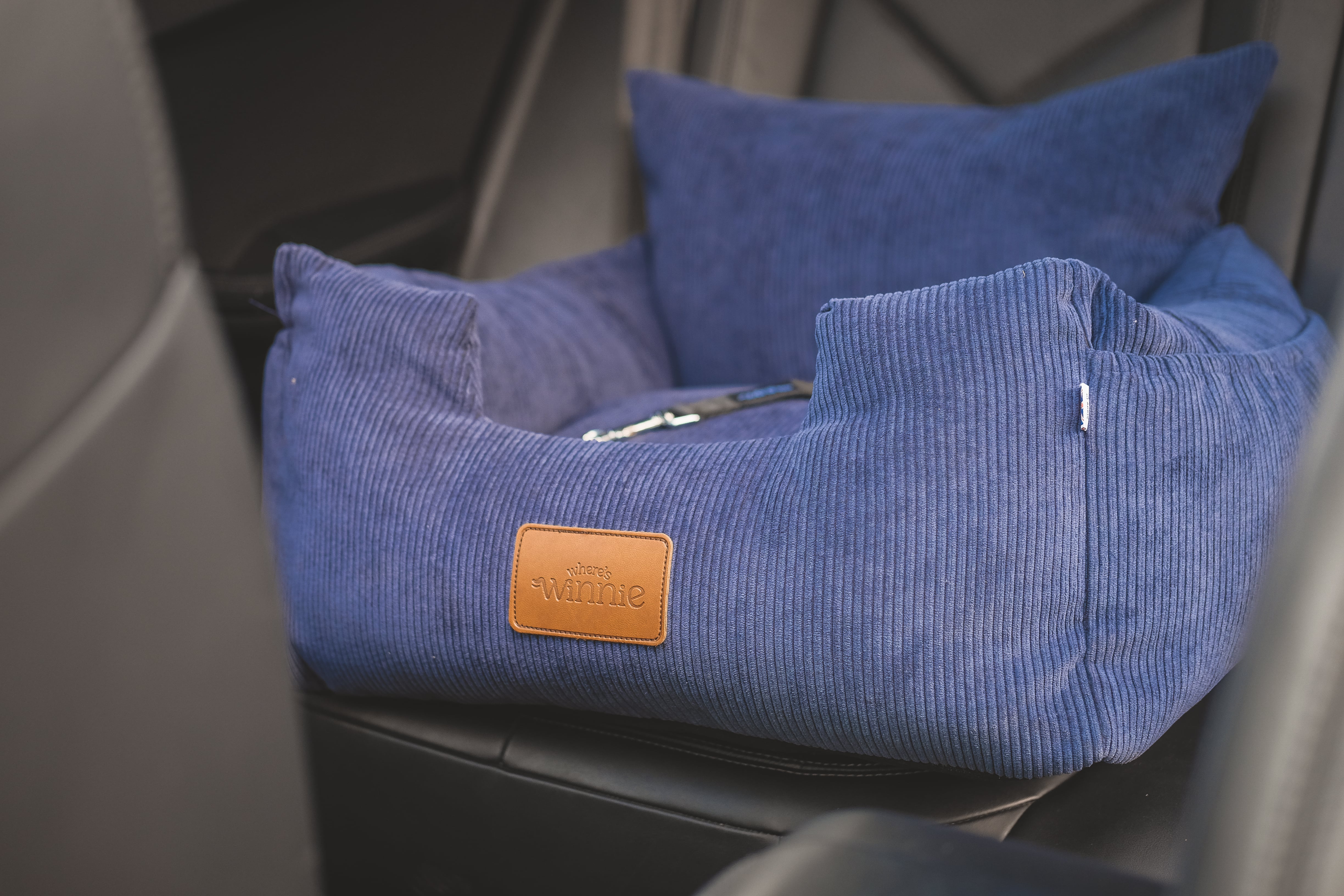 Luxury Isofix Dog Car Seat - Navy Blue