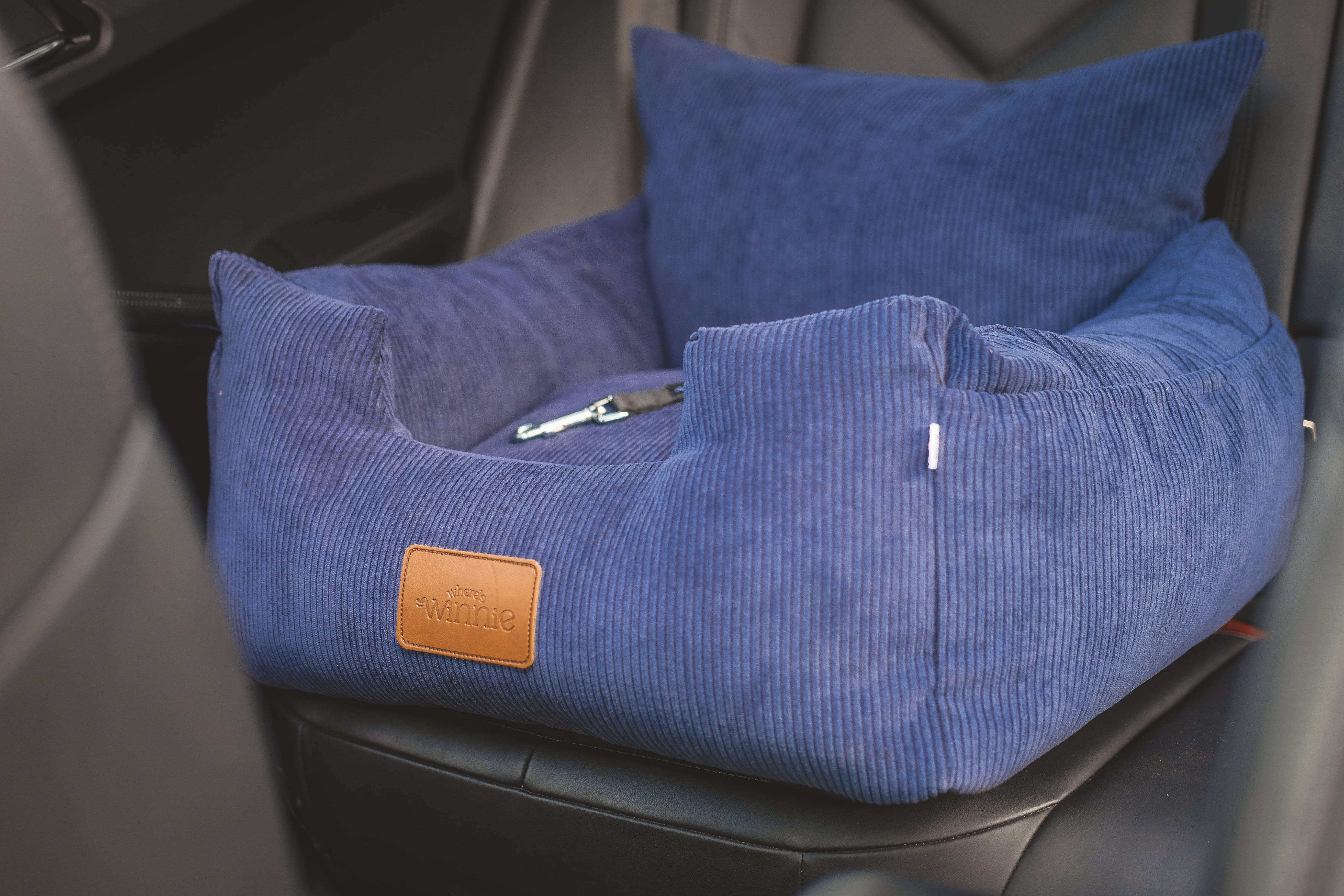 Luxury Isofix Dog Car Seat - Navy Blue