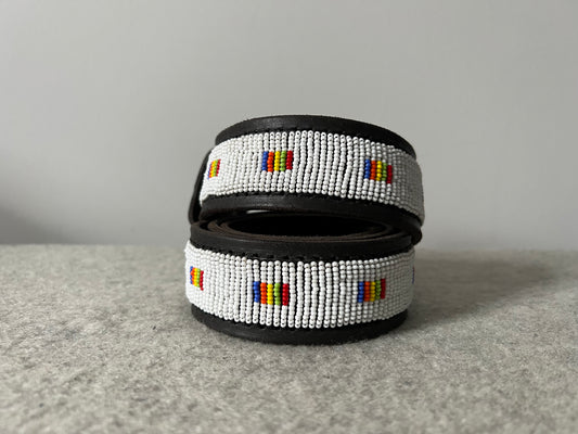 Belt - White Masaai Blocks