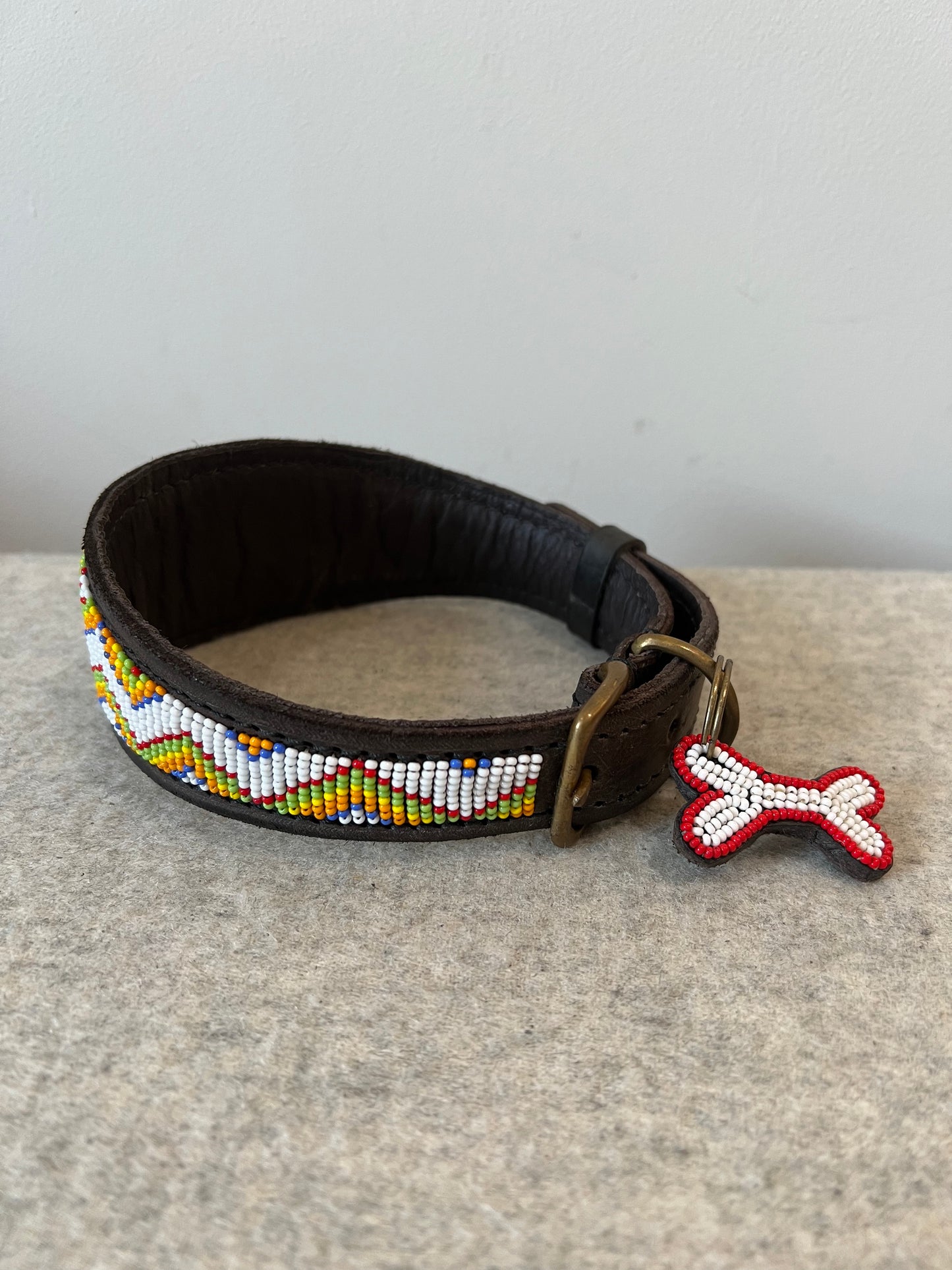 Dog Collar - Zigzag White Maasai